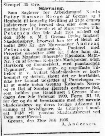 Berlingske politiske og Avertissements-Tidende, den 25. juli 1908